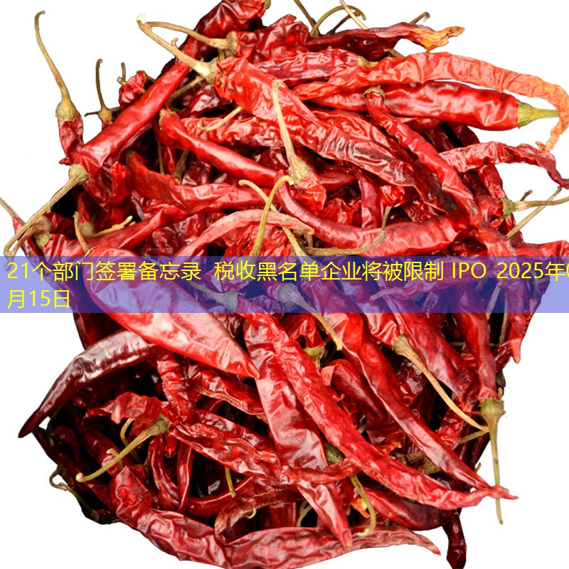 21个部门签署备忘录 税收黑名单企业将被限制 IPO 2025年03月15日